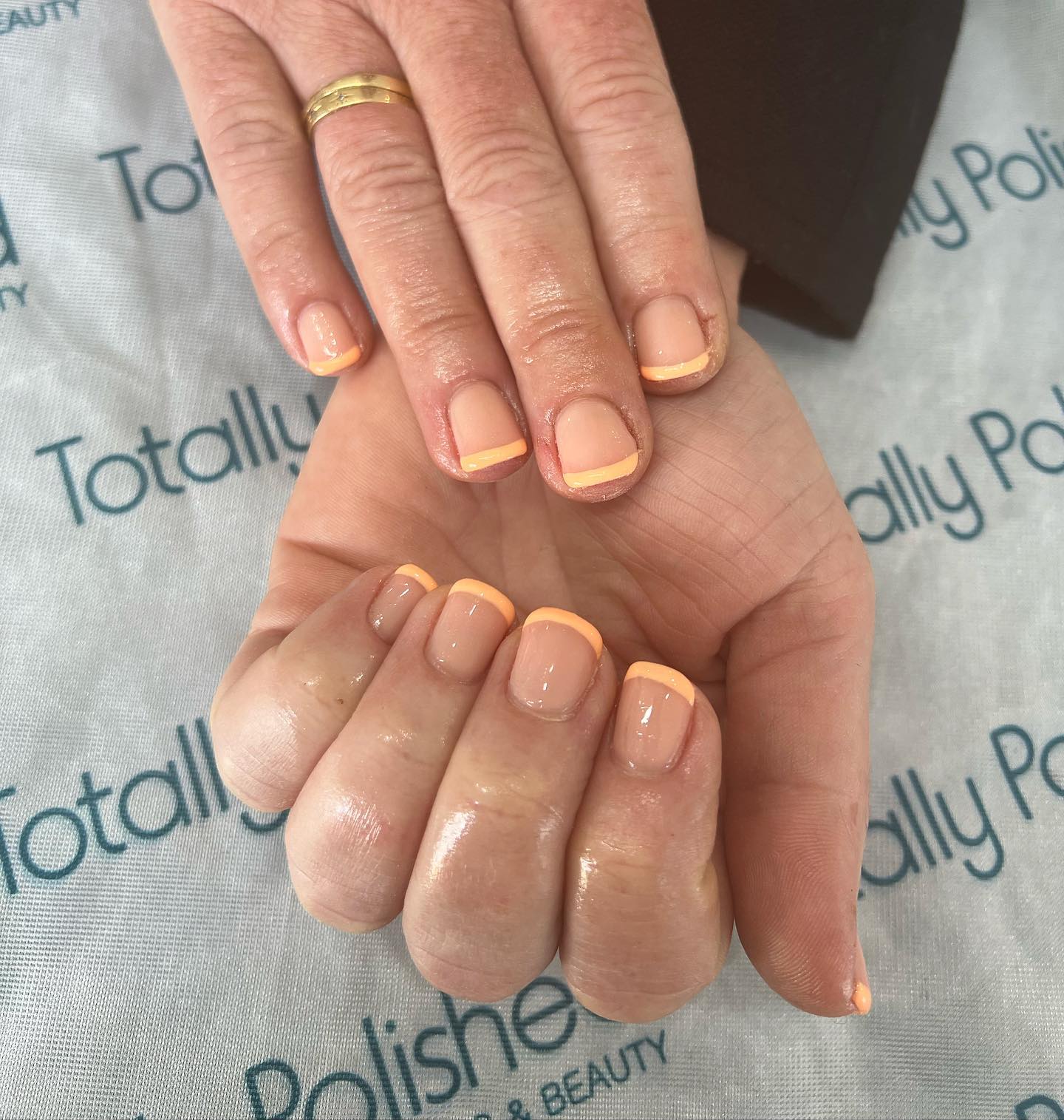 orange french tips nails