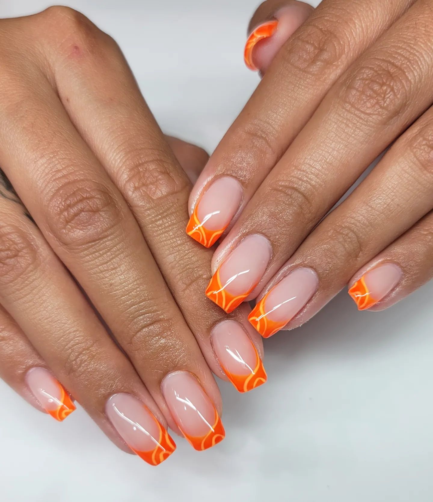 orange french tips nails