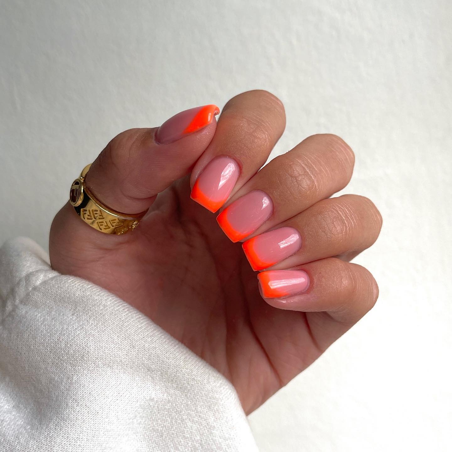 orange french tips nails