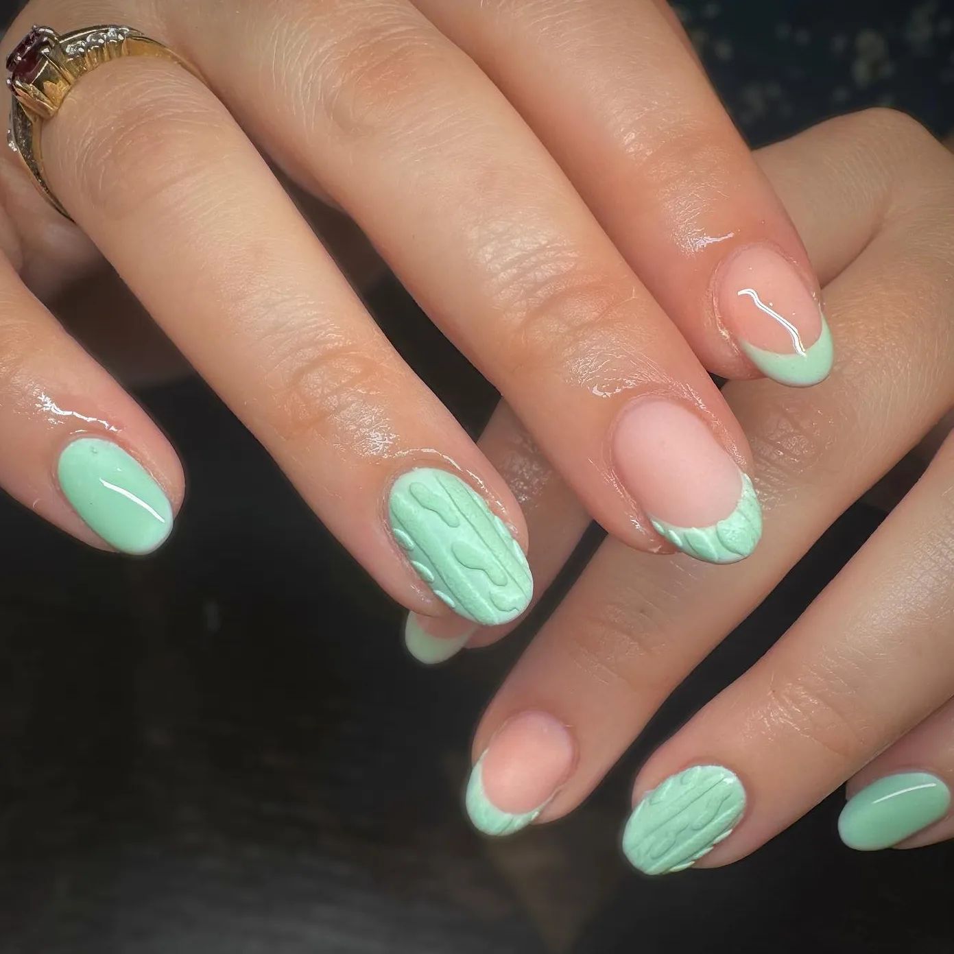 pastel green nails