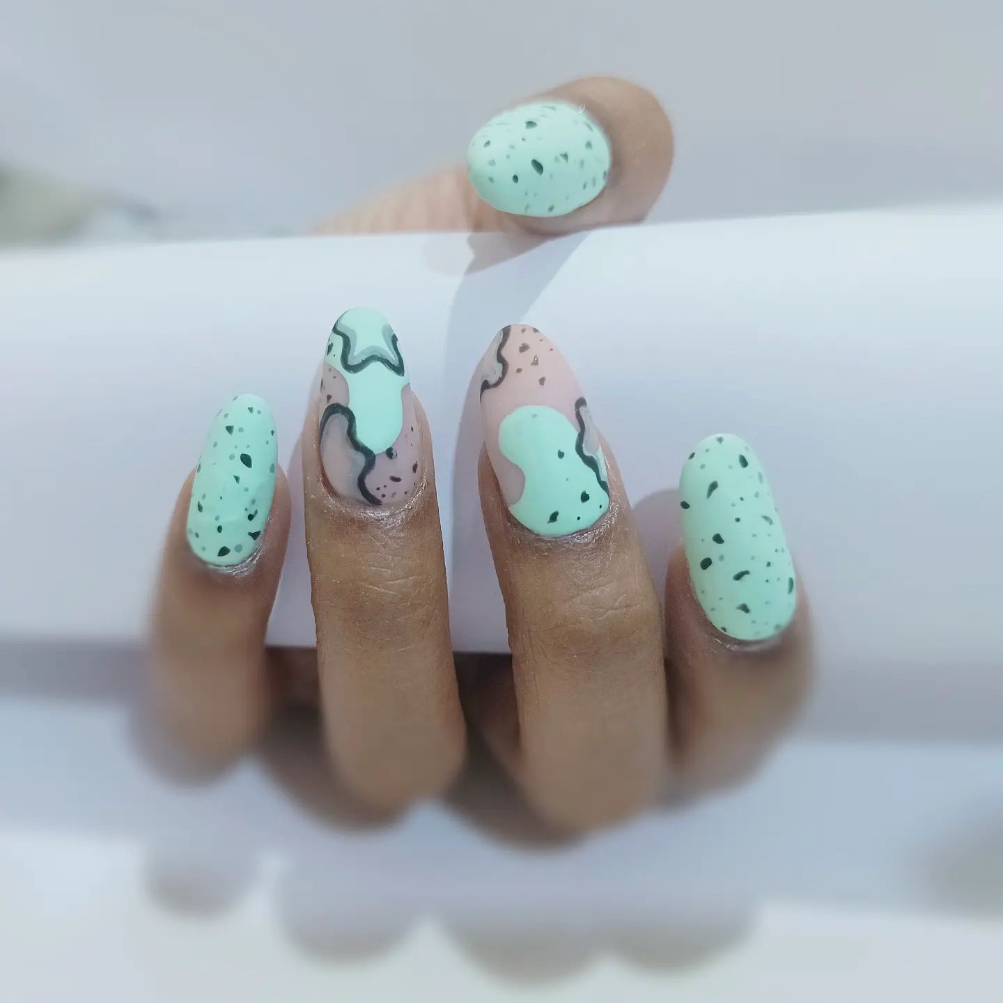 pastel green nails