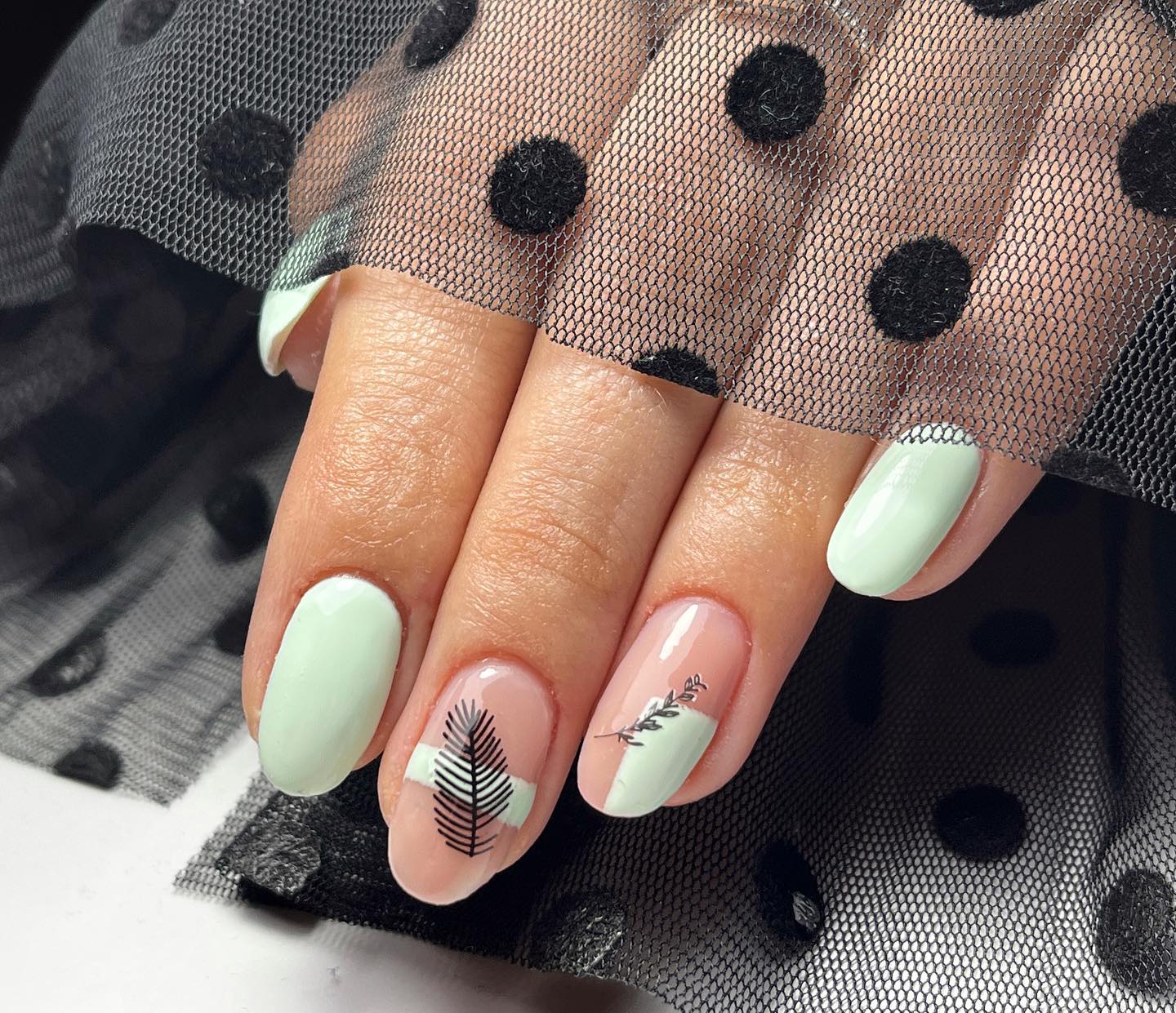 pastel green nails