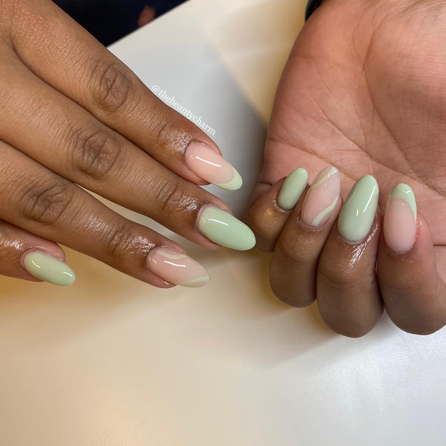 pastel green nails