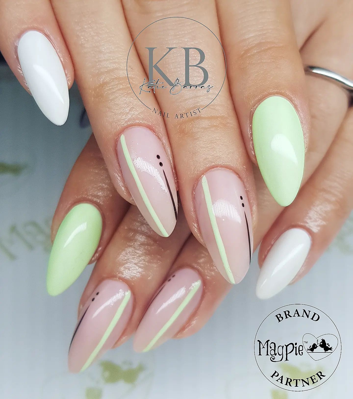 pastel green nails