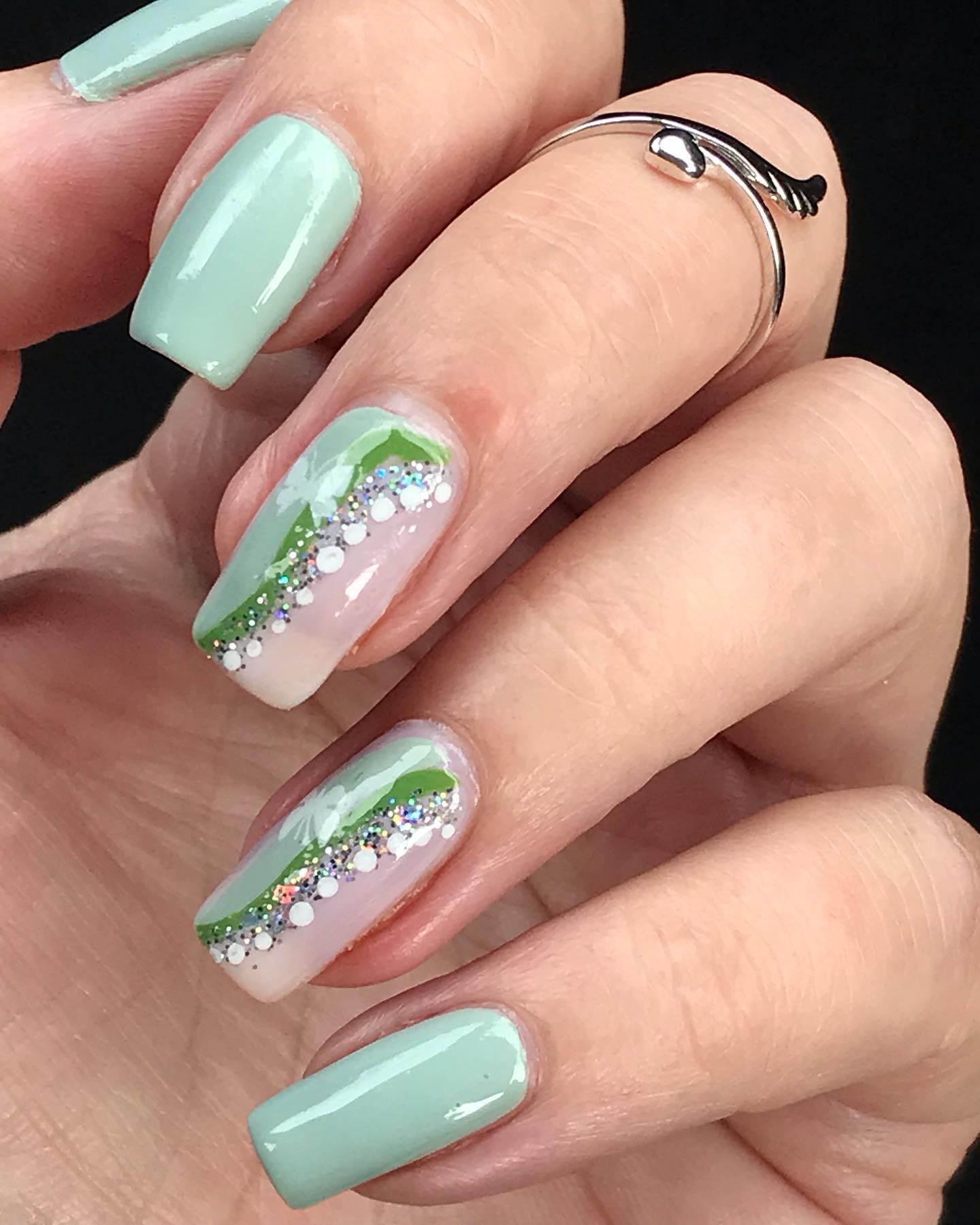 pastel green nails