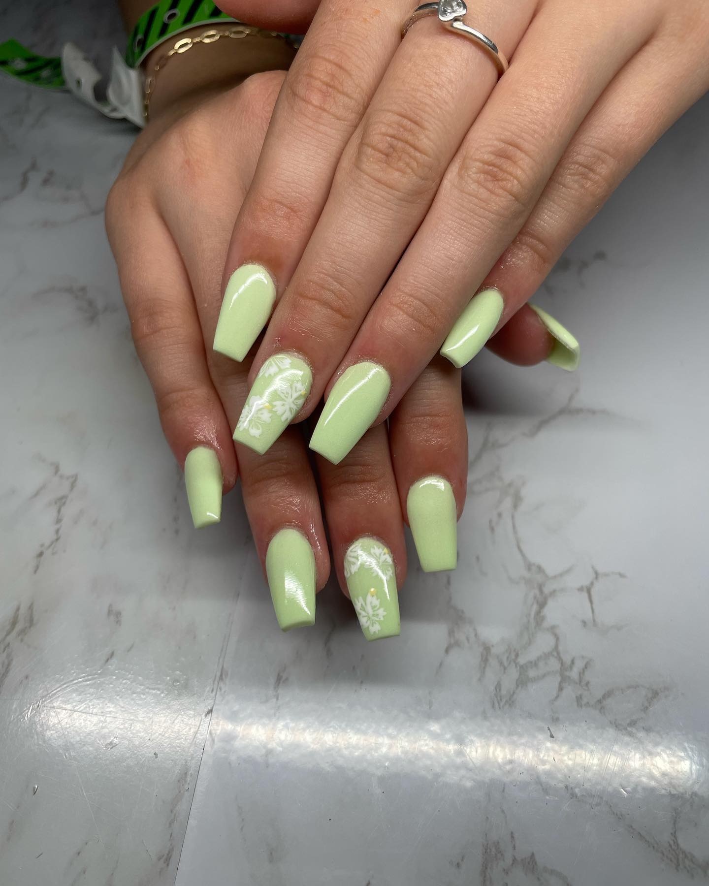 pastel green nails