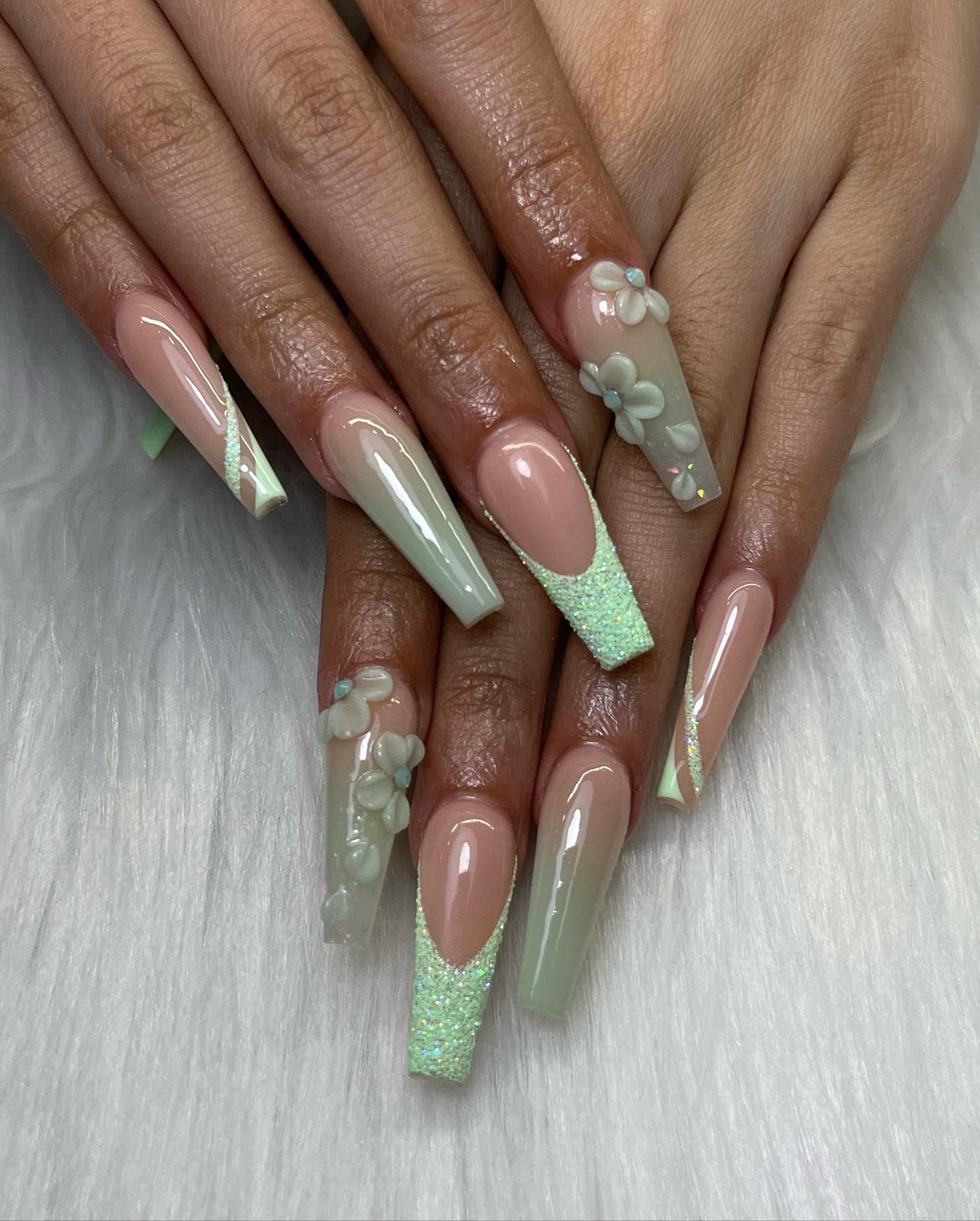 pastel green nails