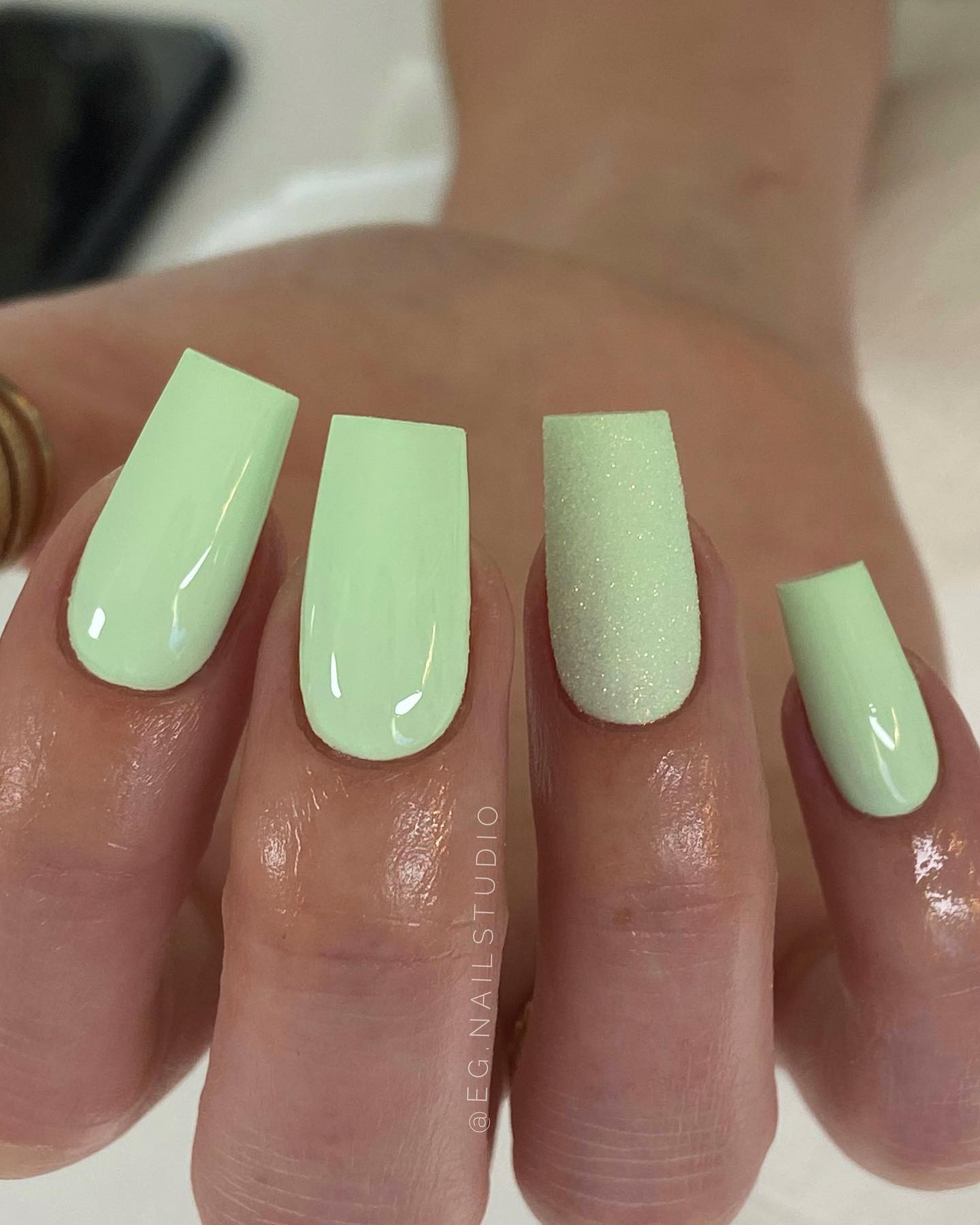 pastel green nails