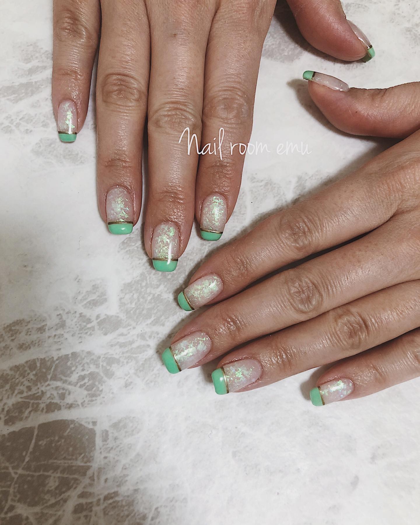 pastel green nails