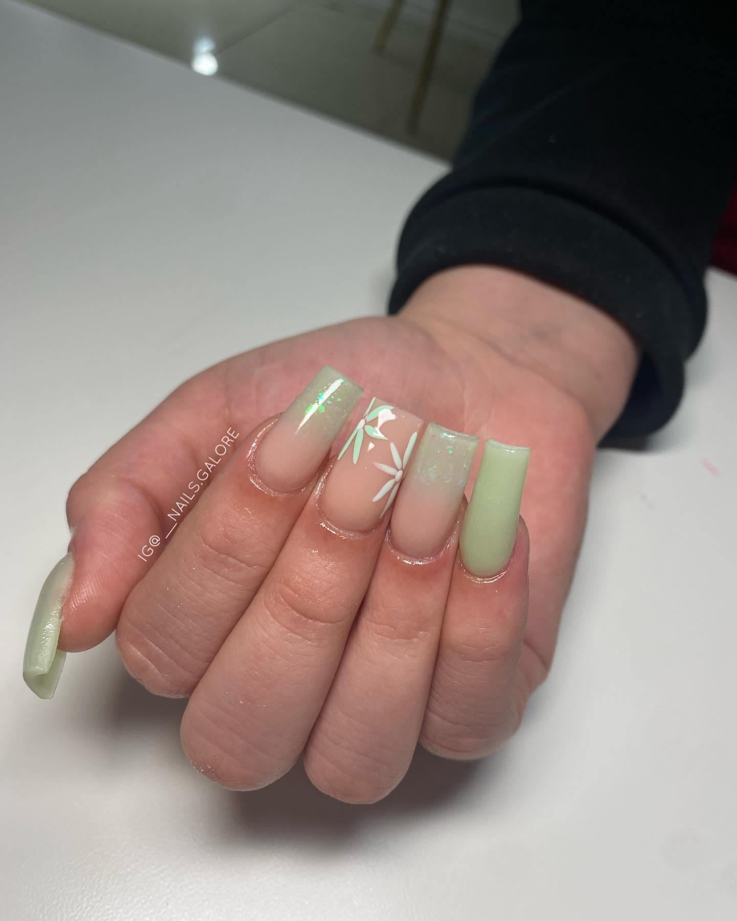 pastel green nails