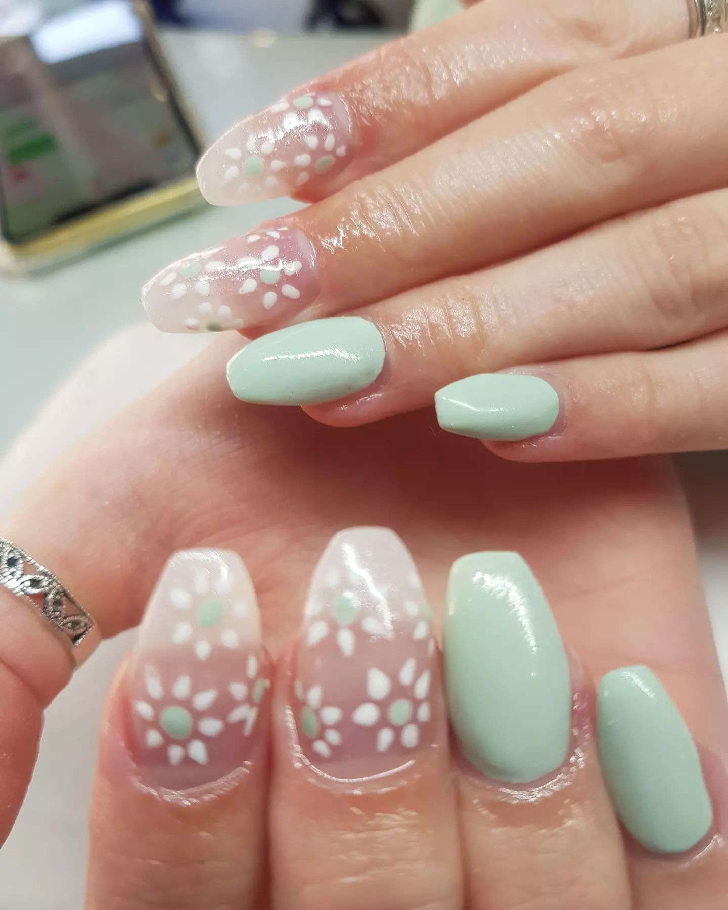 pastel green nails