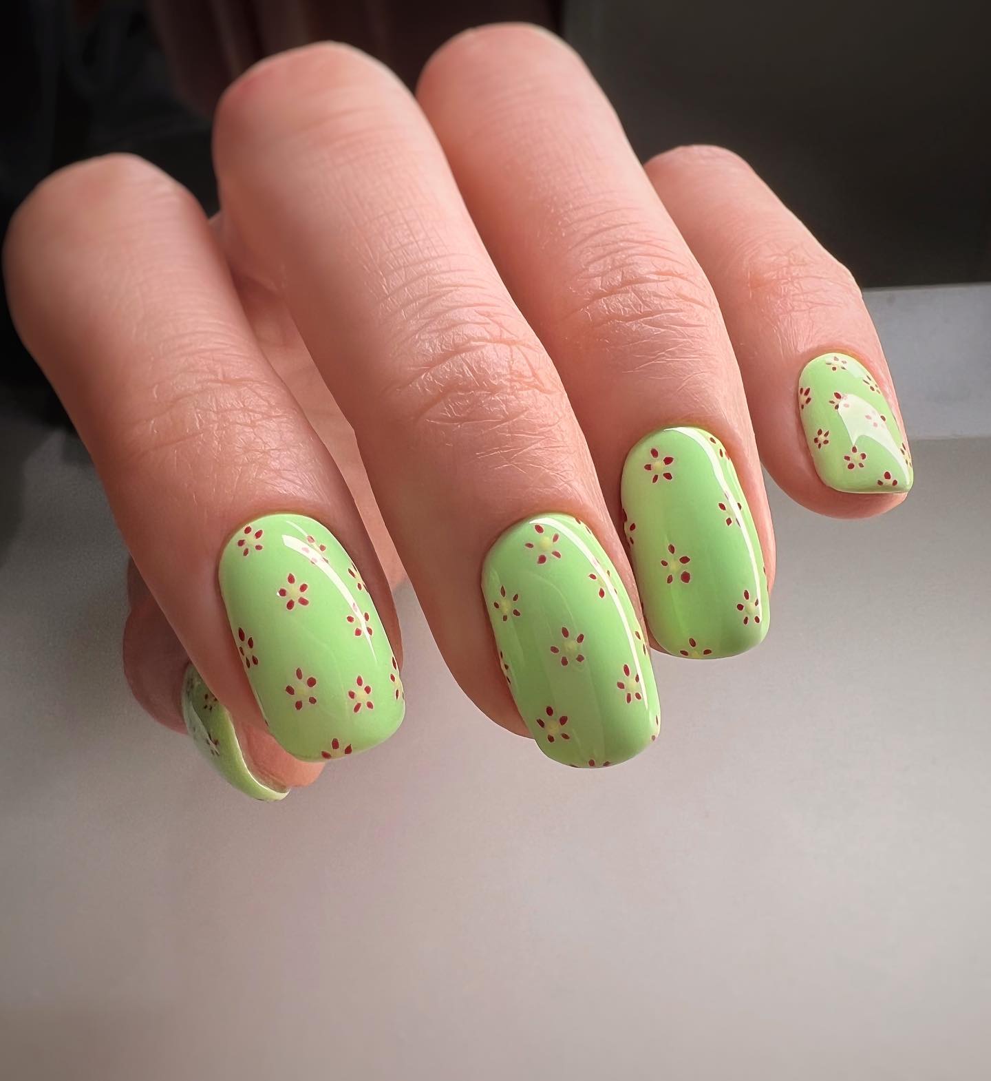 pastel green nails