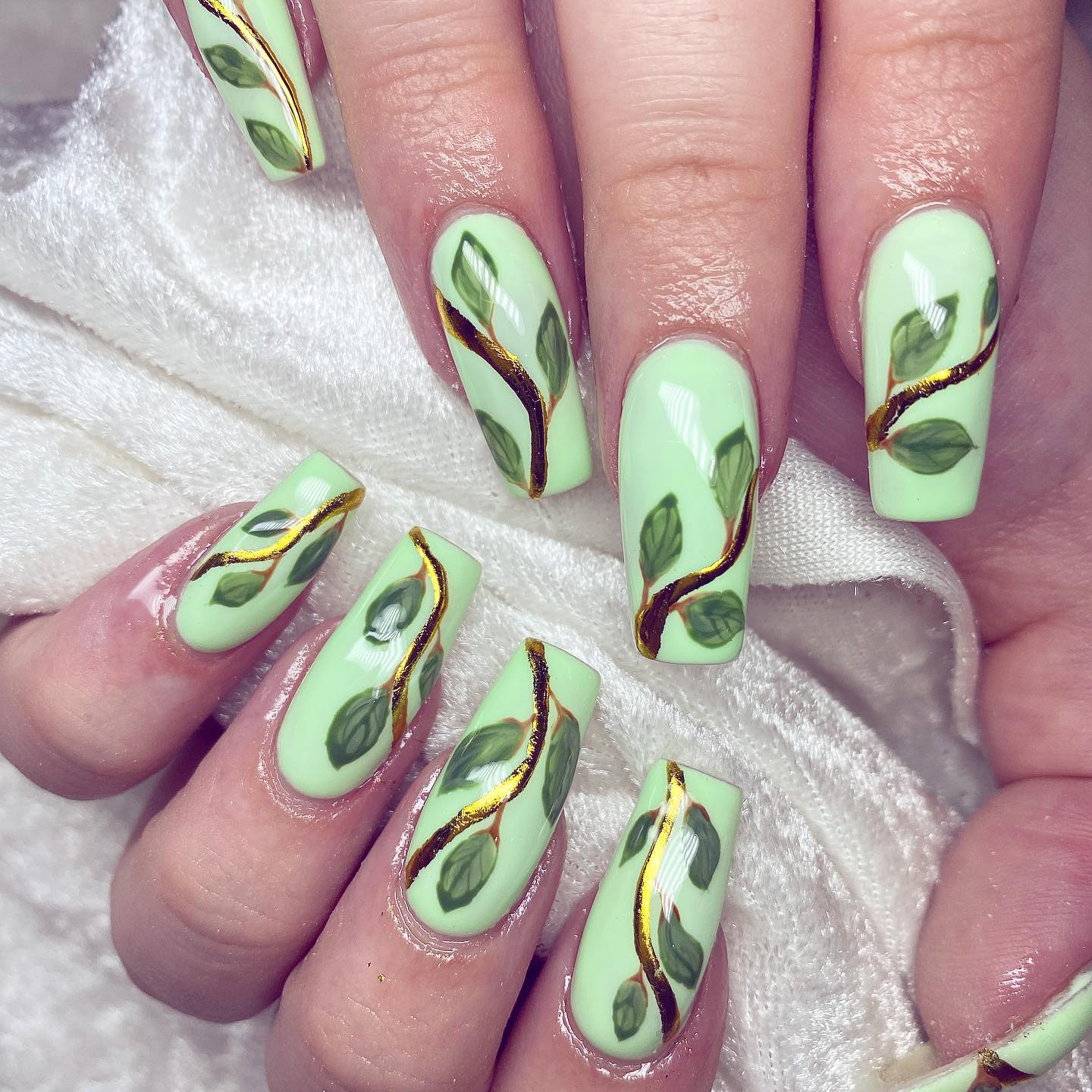 pastel green nails