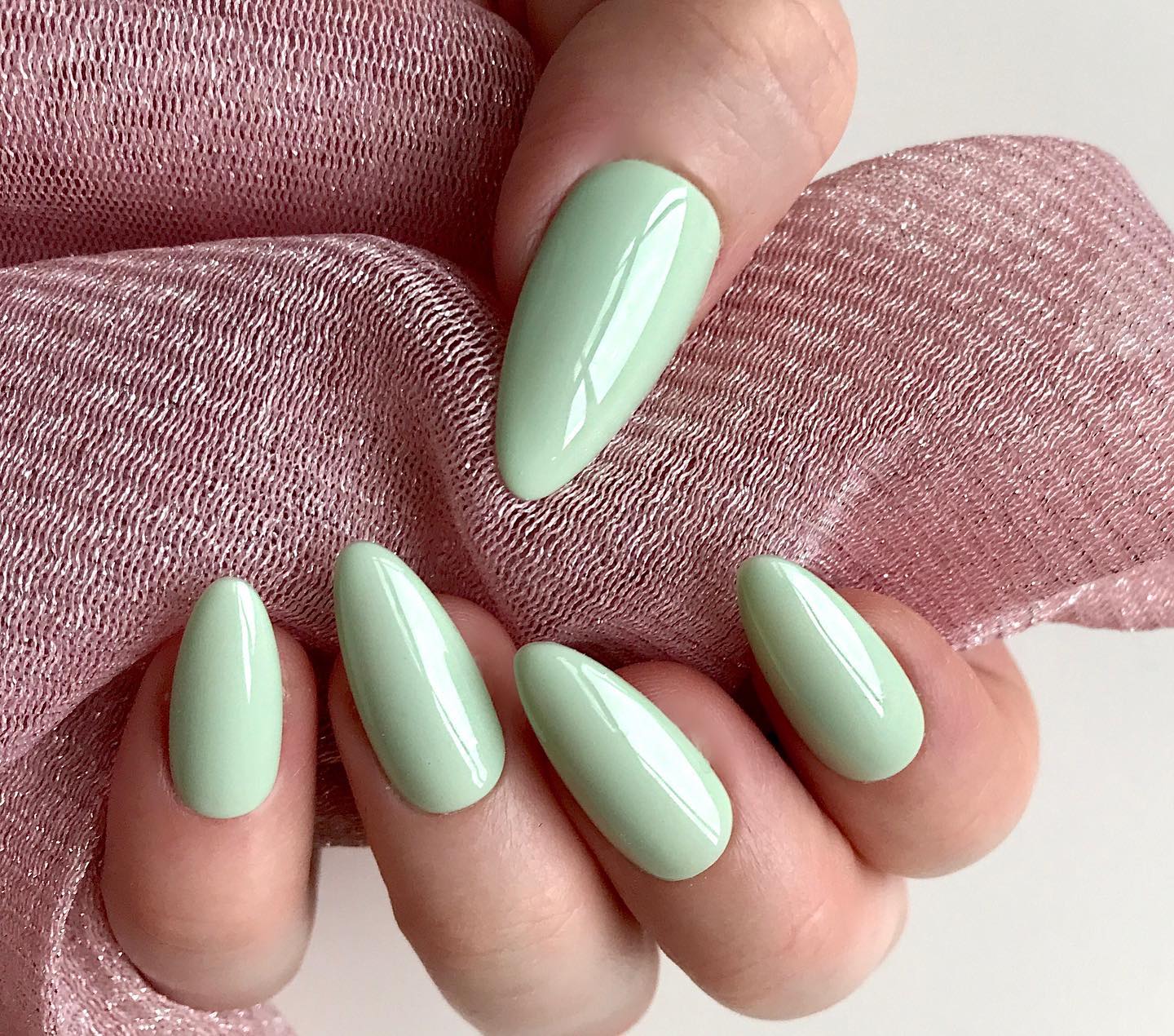 pastel green nails