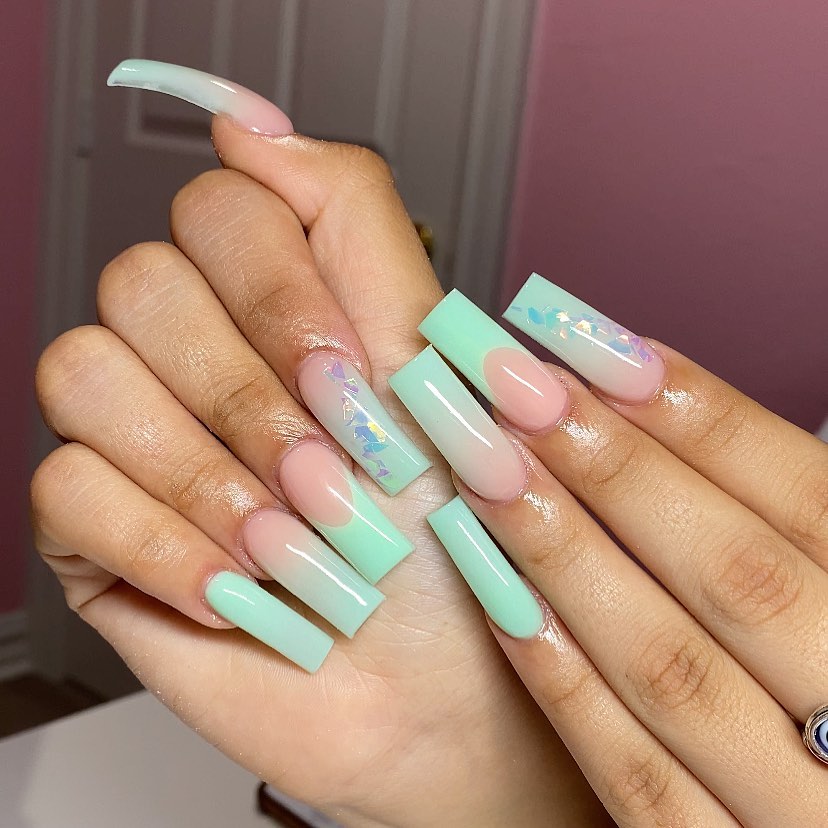 pastel green nails