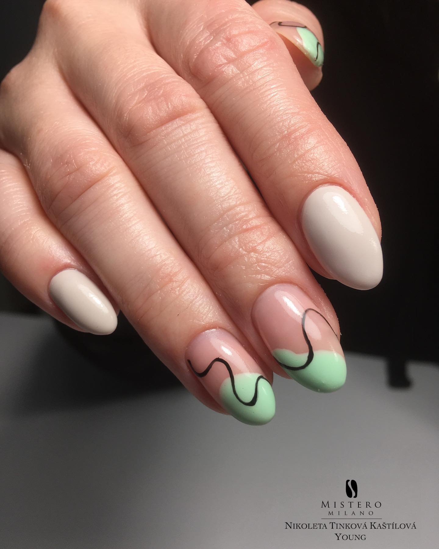 pastel green nails