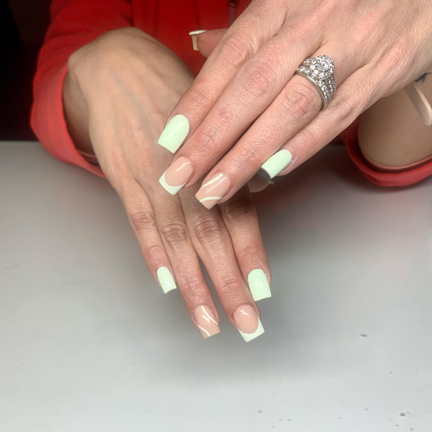 pastel green nails