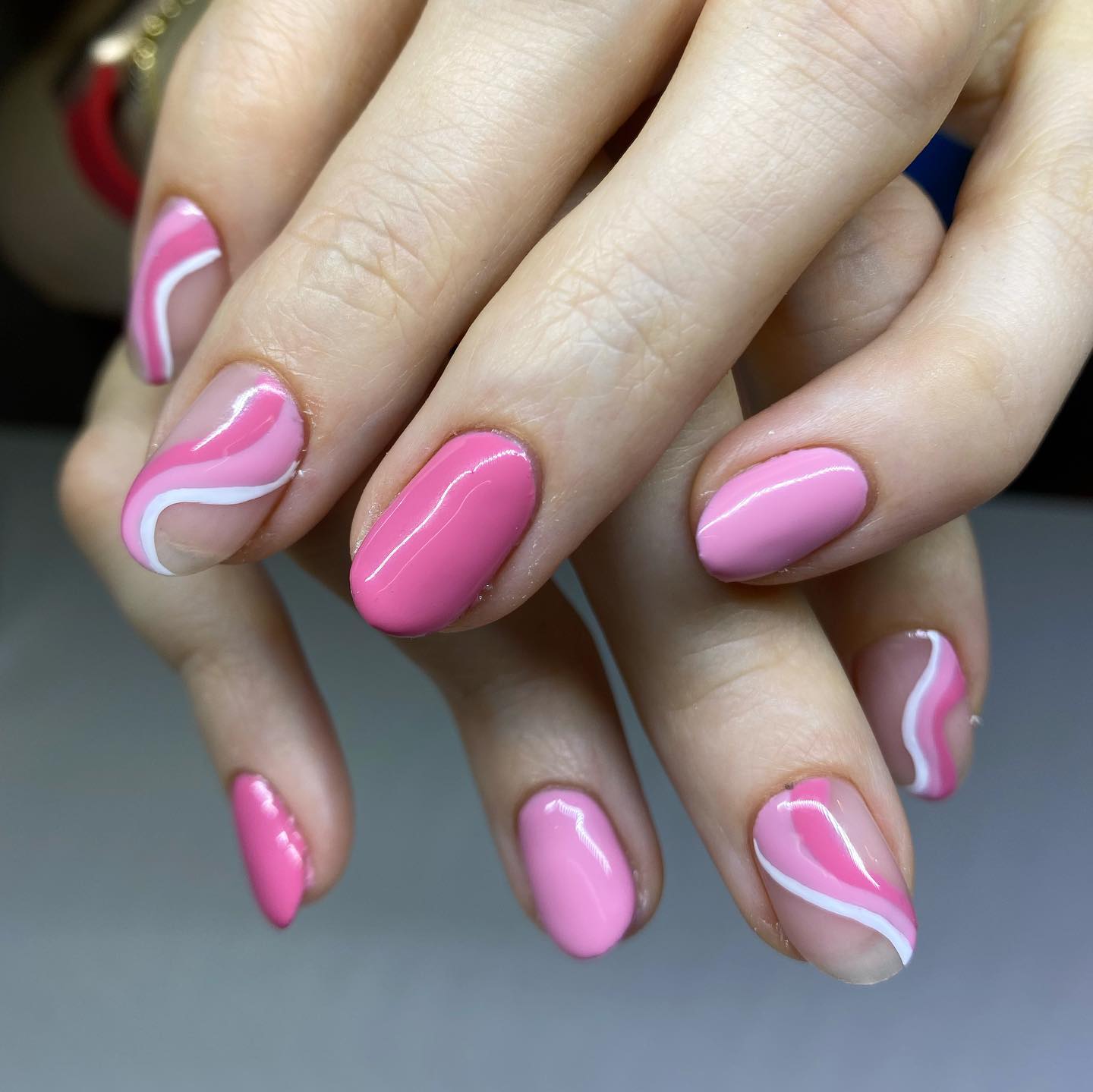 pink swirl nails