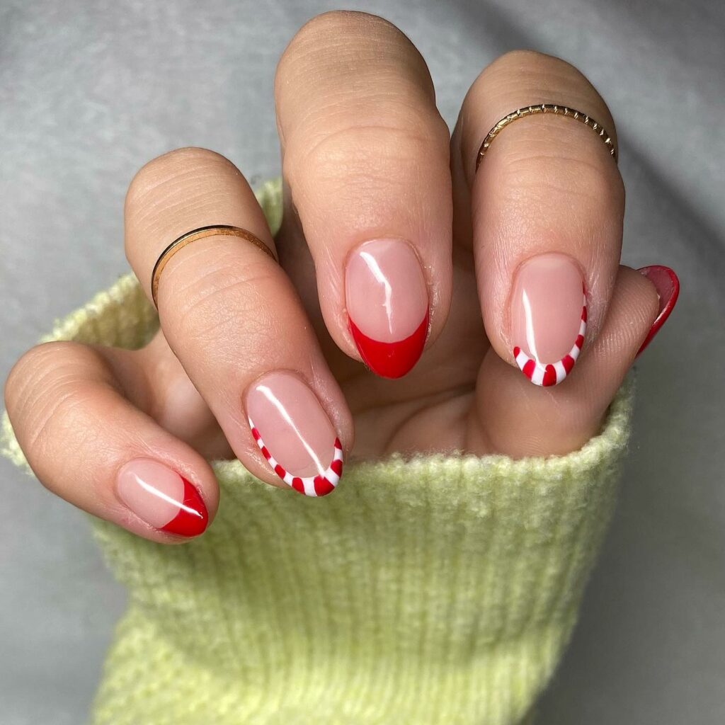 red and white french tip nails