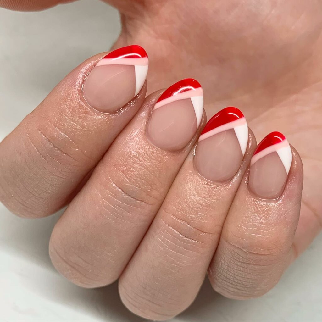 red and white french tip nails