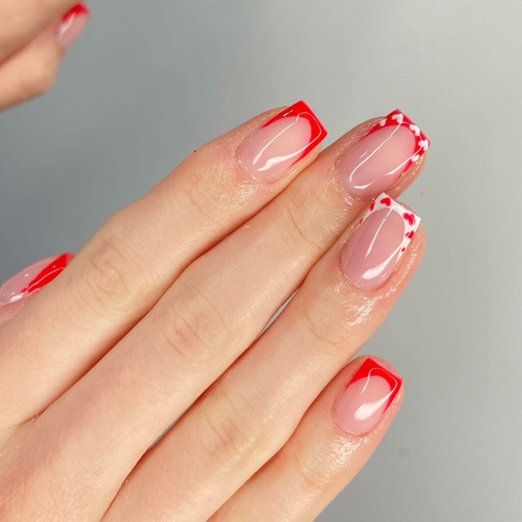 red and white french tip nails