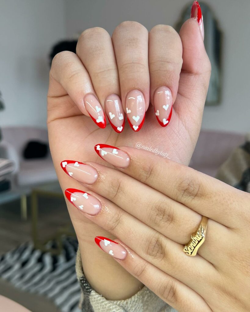 red and white french tip nails