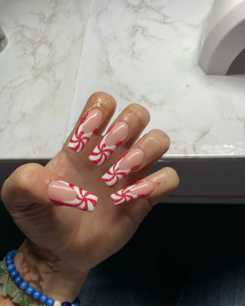 red and white french tip nails