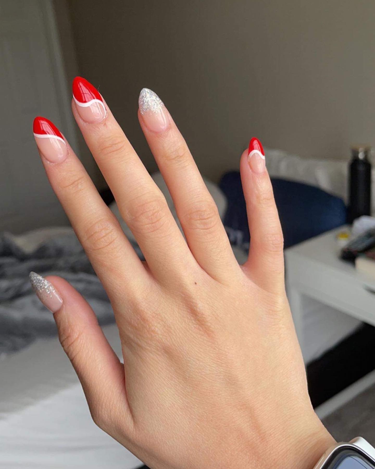 red and white nails