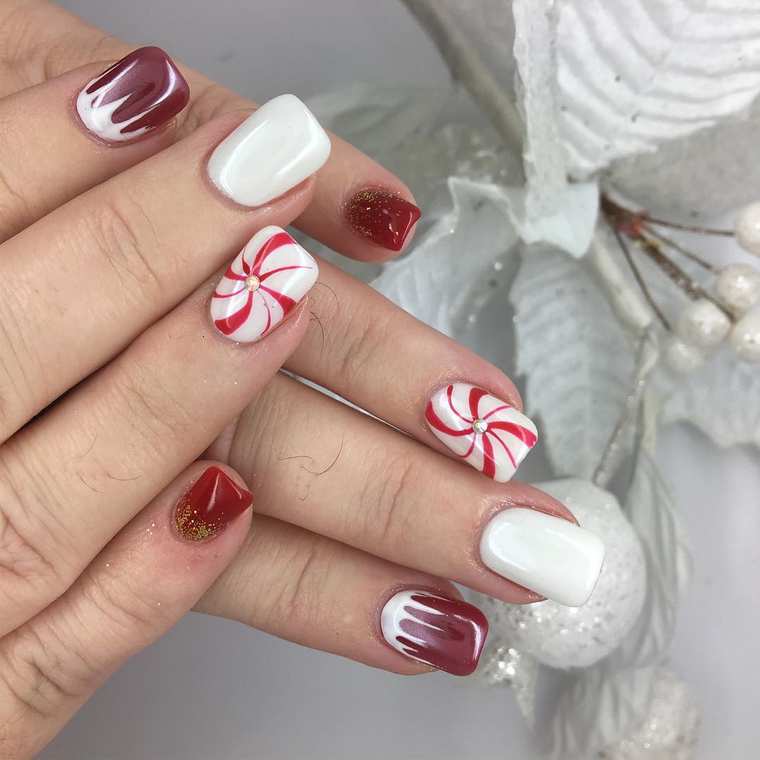 red and white nails