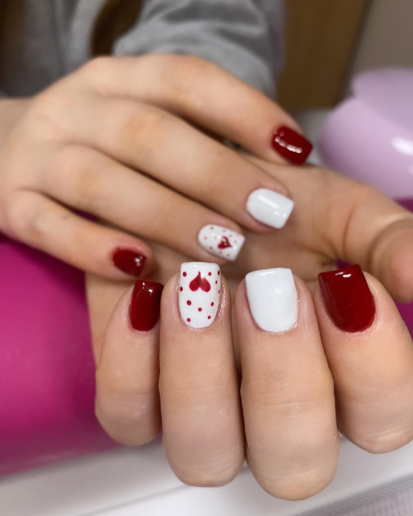 red and white nails