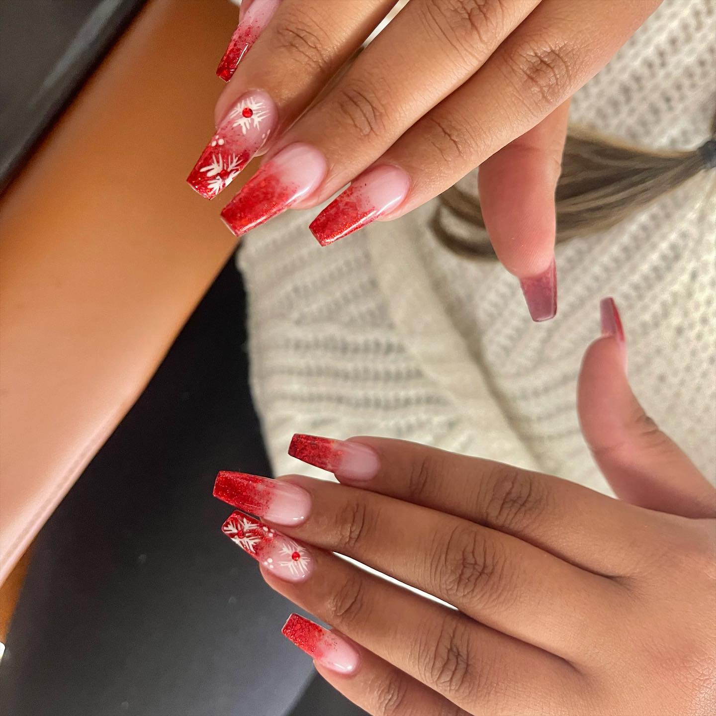 red and white ombre nails