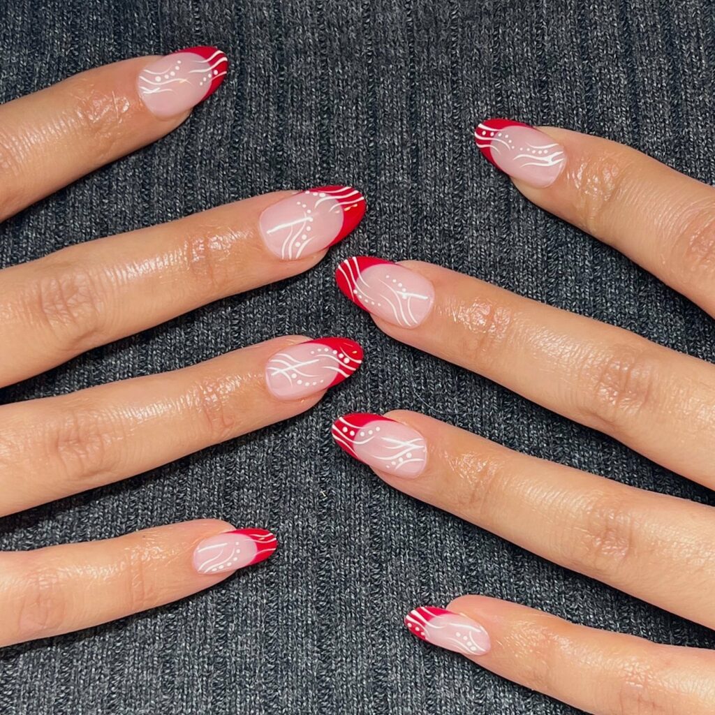 red french tip almond nails