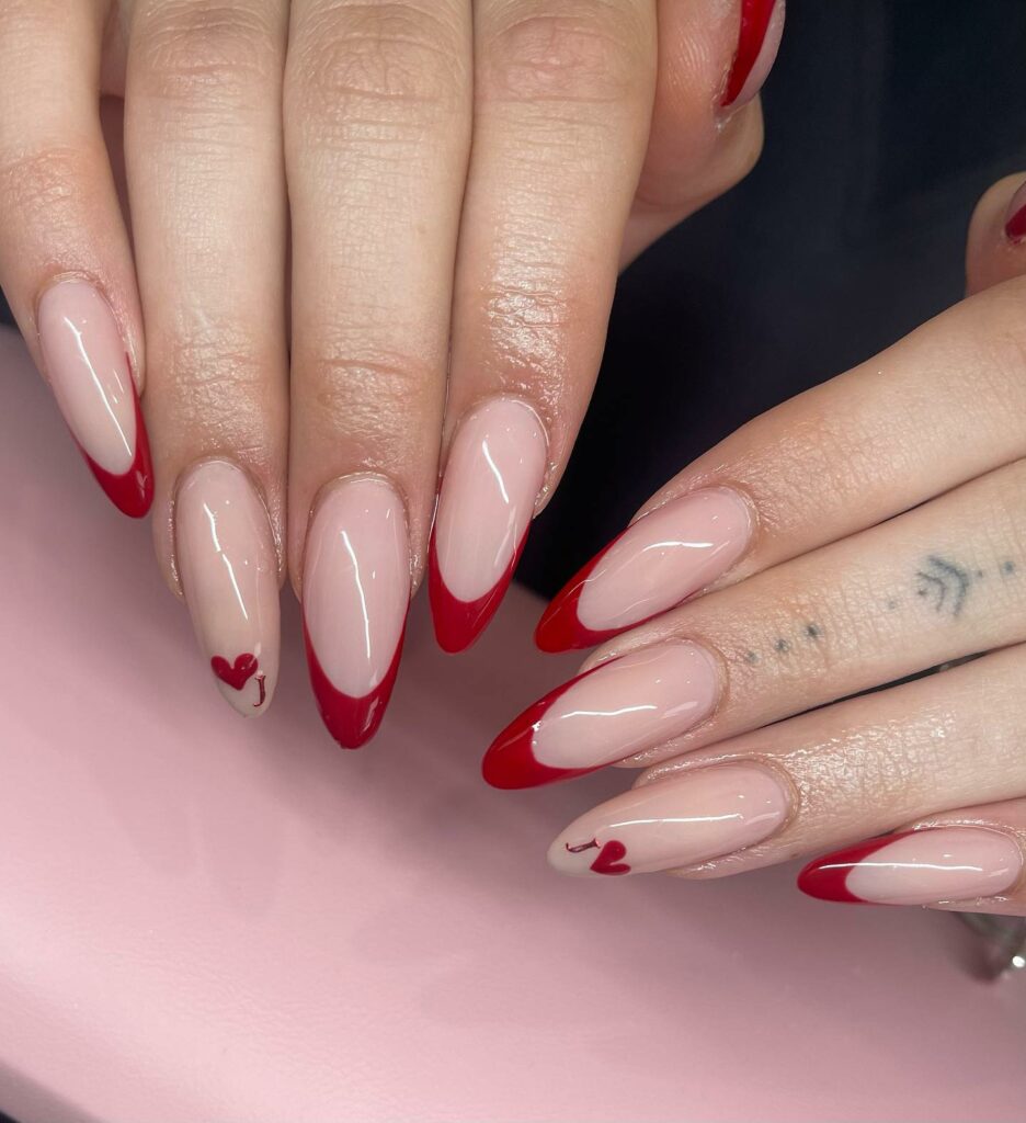 red french tip almond nails