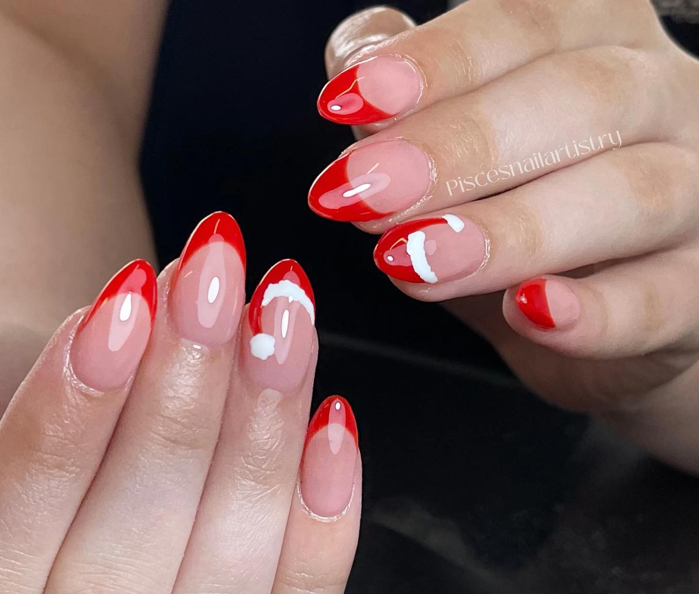 30+ Chic Red French Tip Almond Nails - Nail Designs Daily