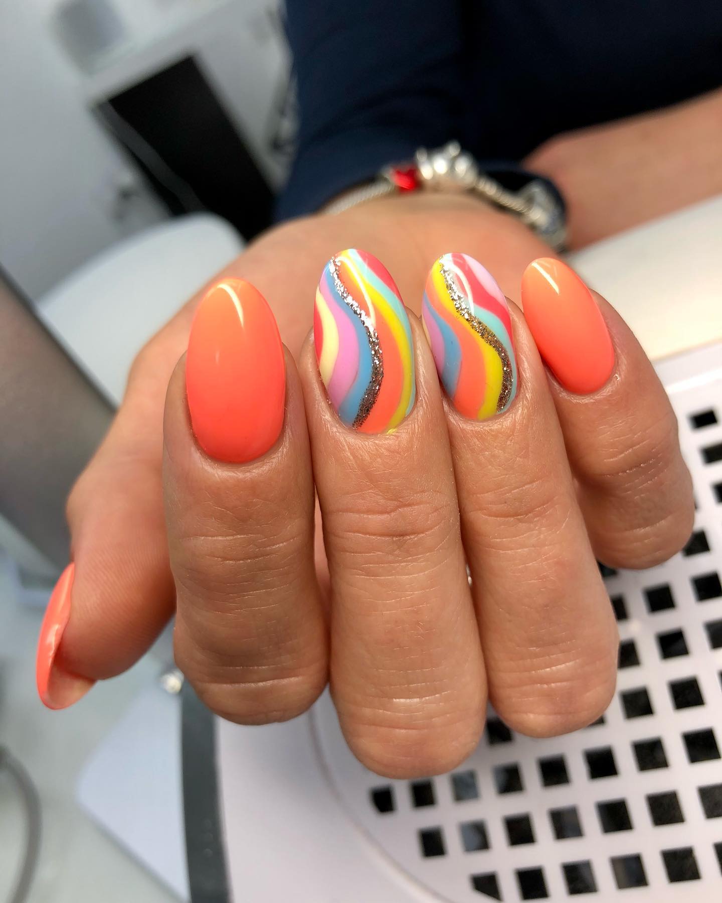 summer orange nails