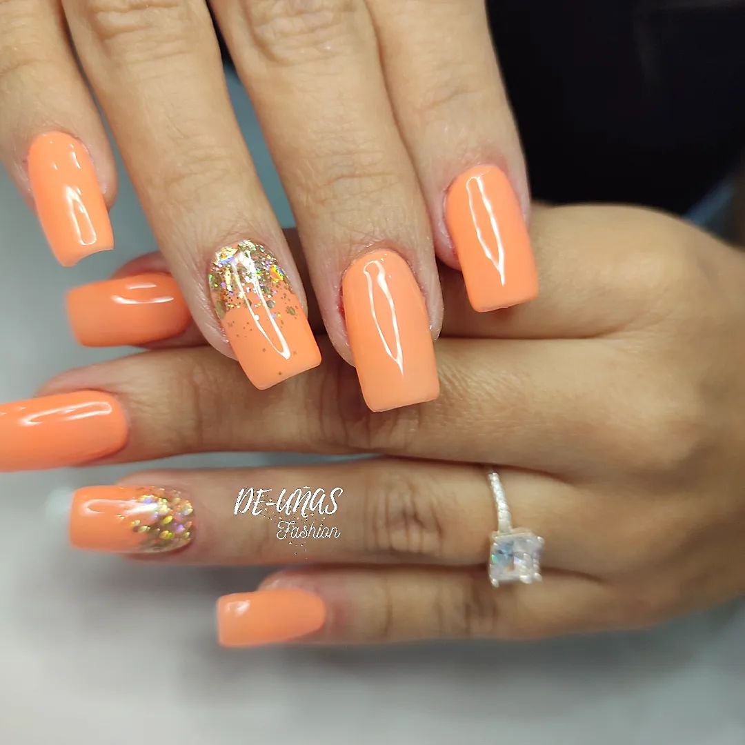 summer orange nails