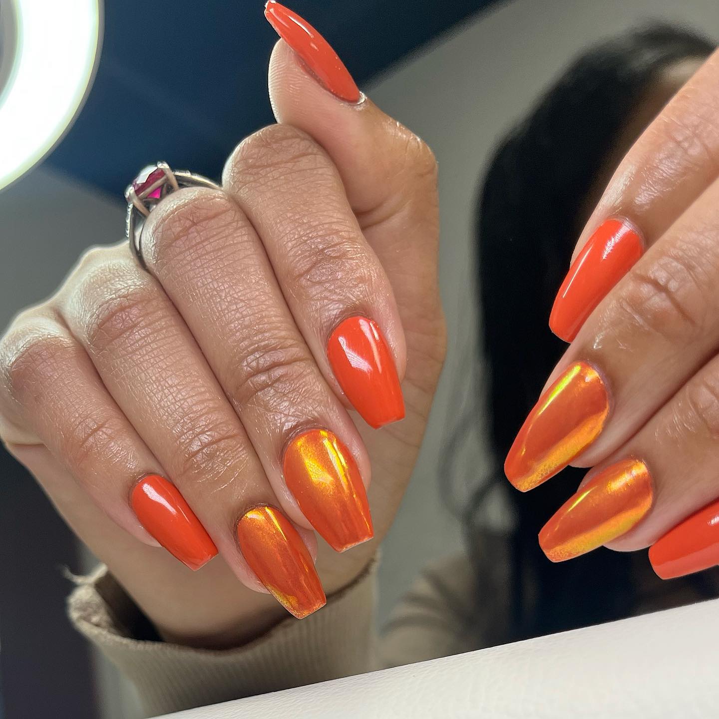 summer orange nails