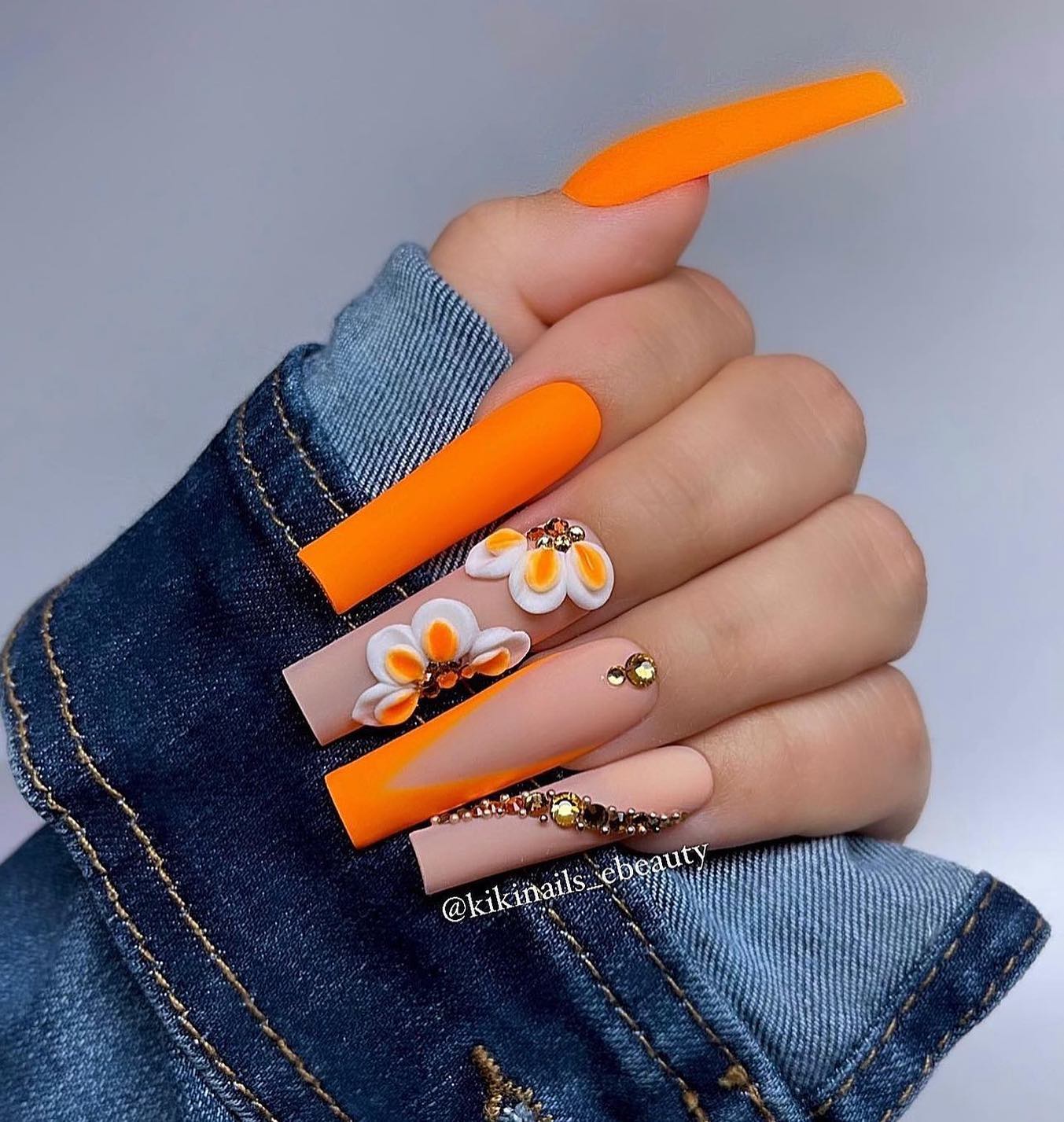 summer orange nails