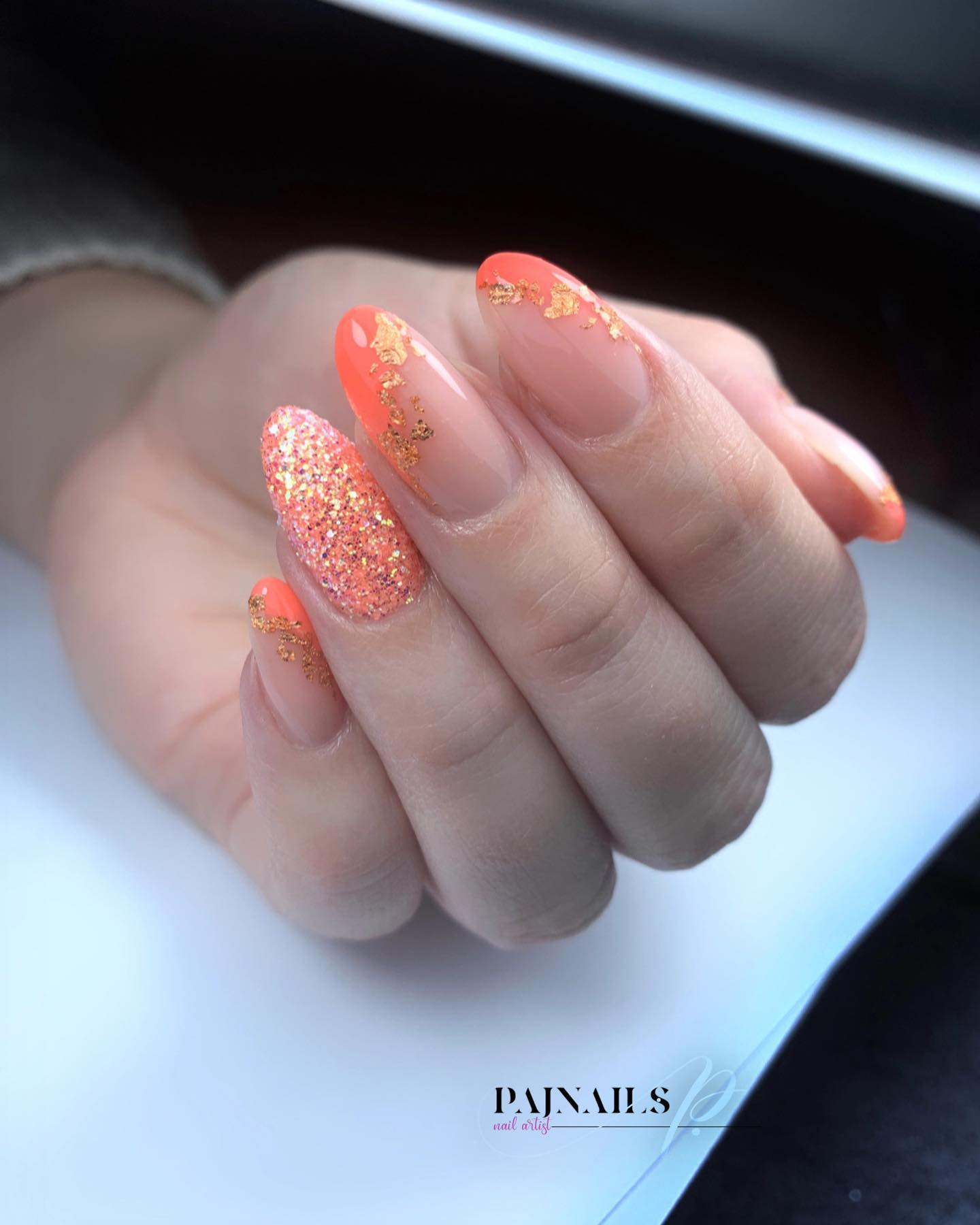 summer orange nails