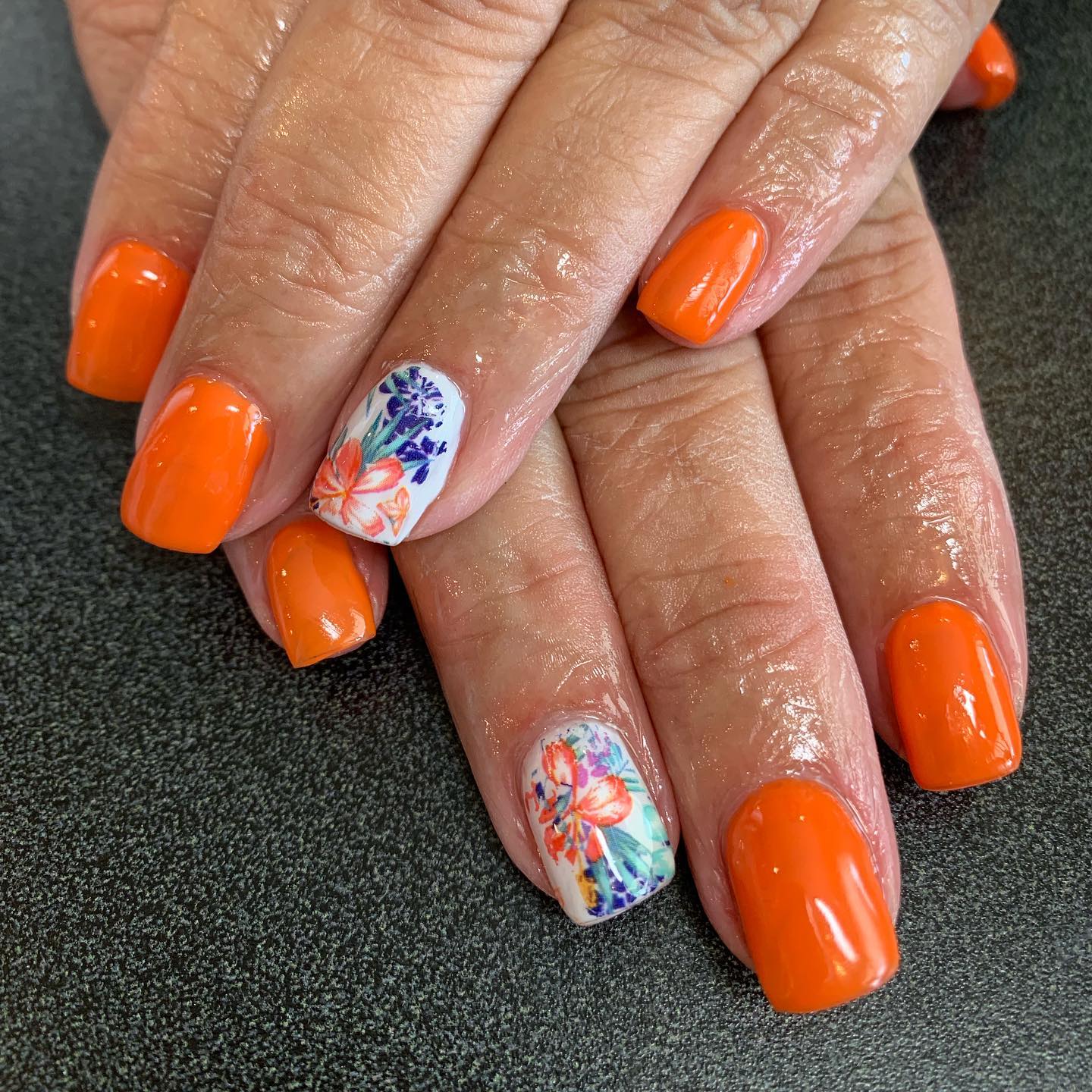 summer orange nails