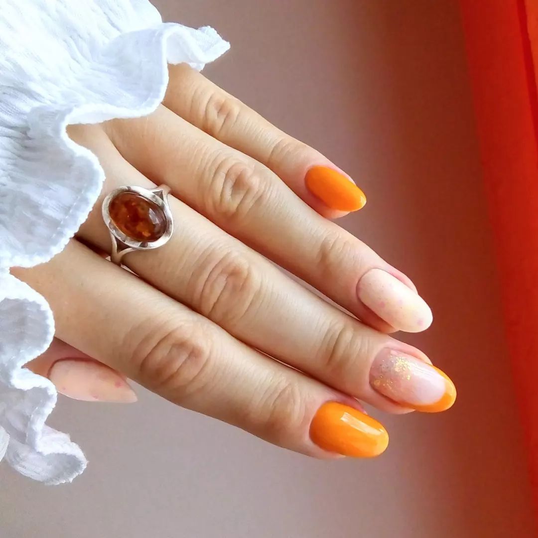 summer orange nails