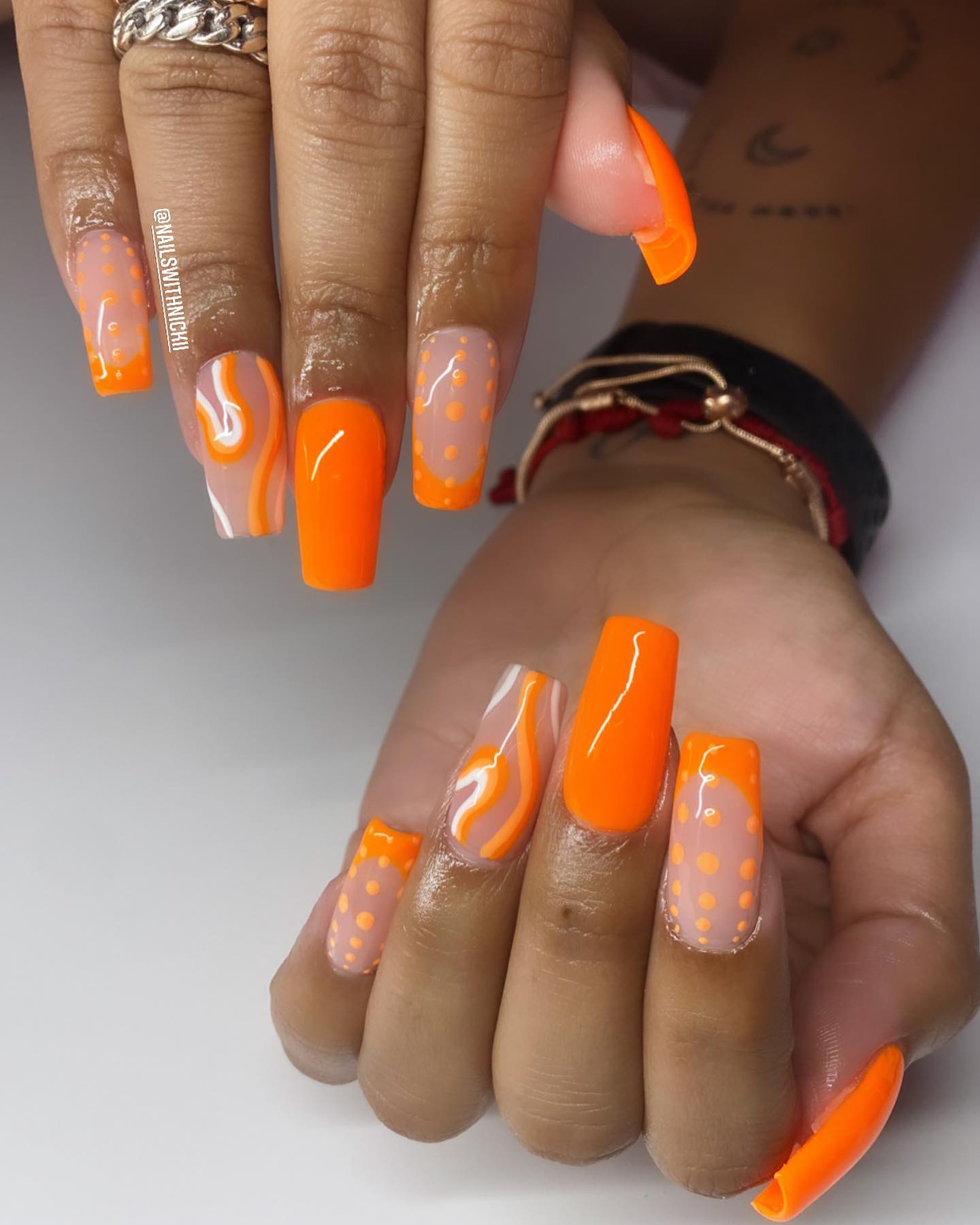 summer orange nails