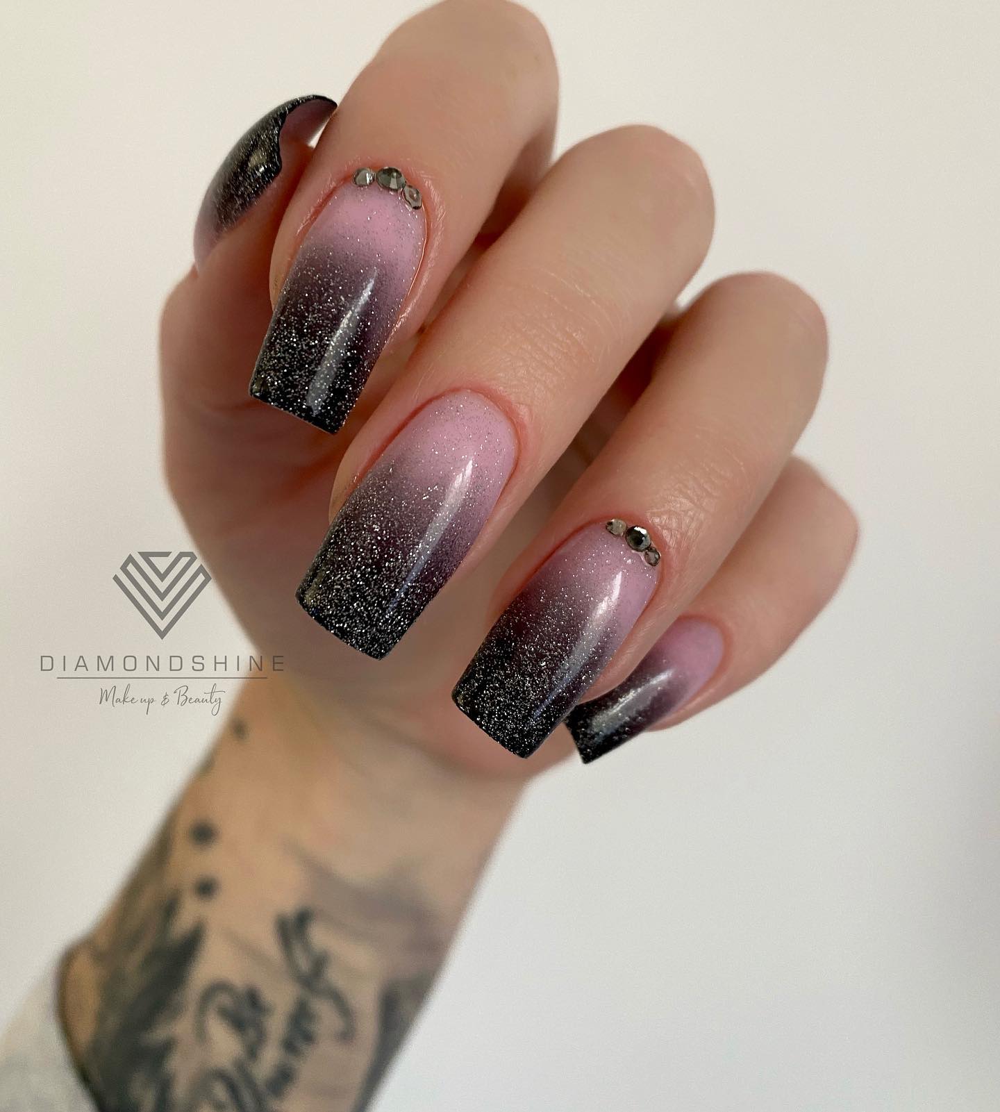 Black Glitter Ombre Nails