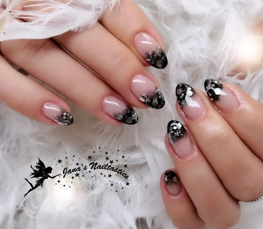 Black Glitter Ombre Nails