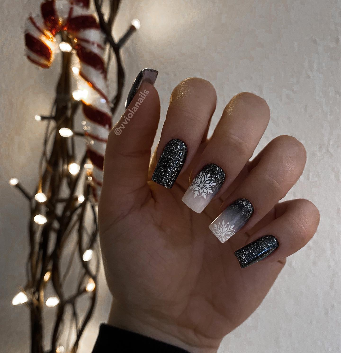 Black Glitter Ombre Nails