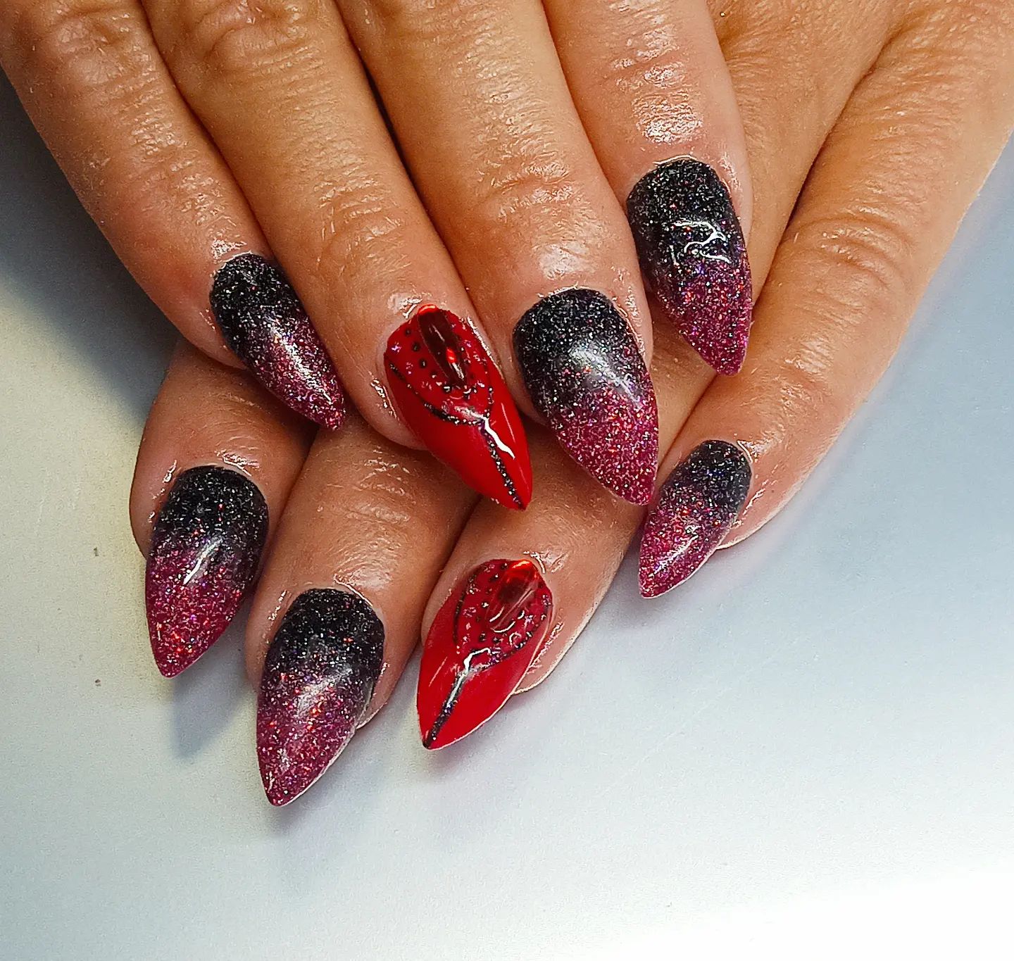 black-glitter-ombre-nails-5 Black Glitter Ombre Nails