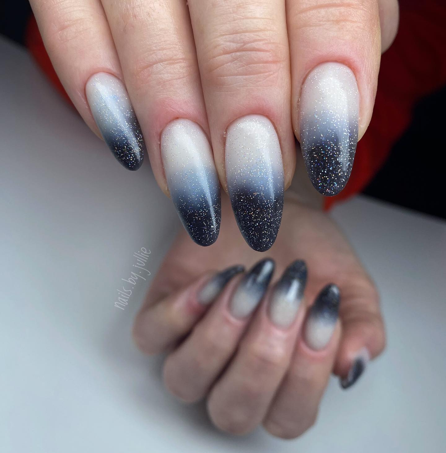 Black Glitter Ombre Nails