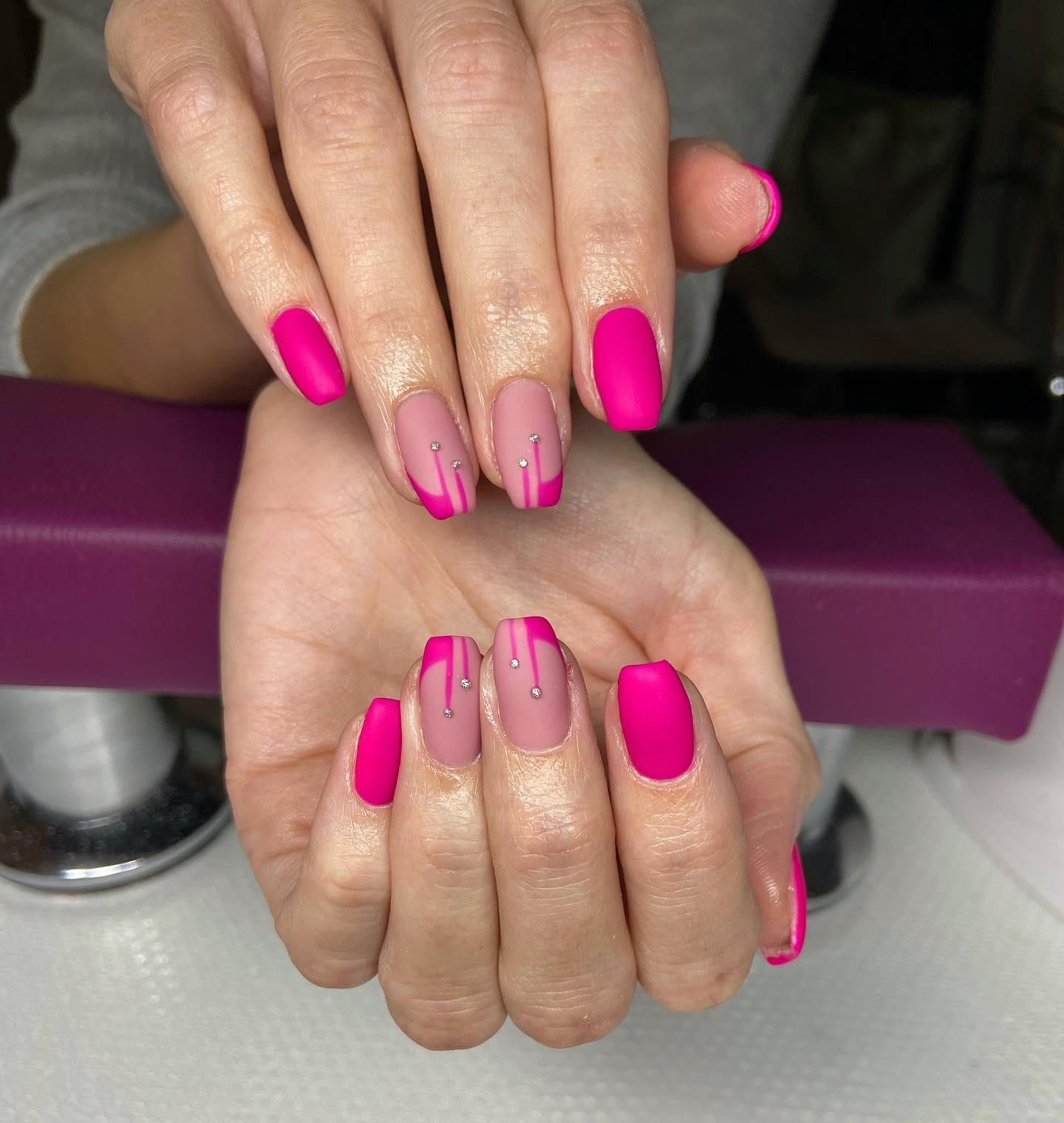 matte pink nails