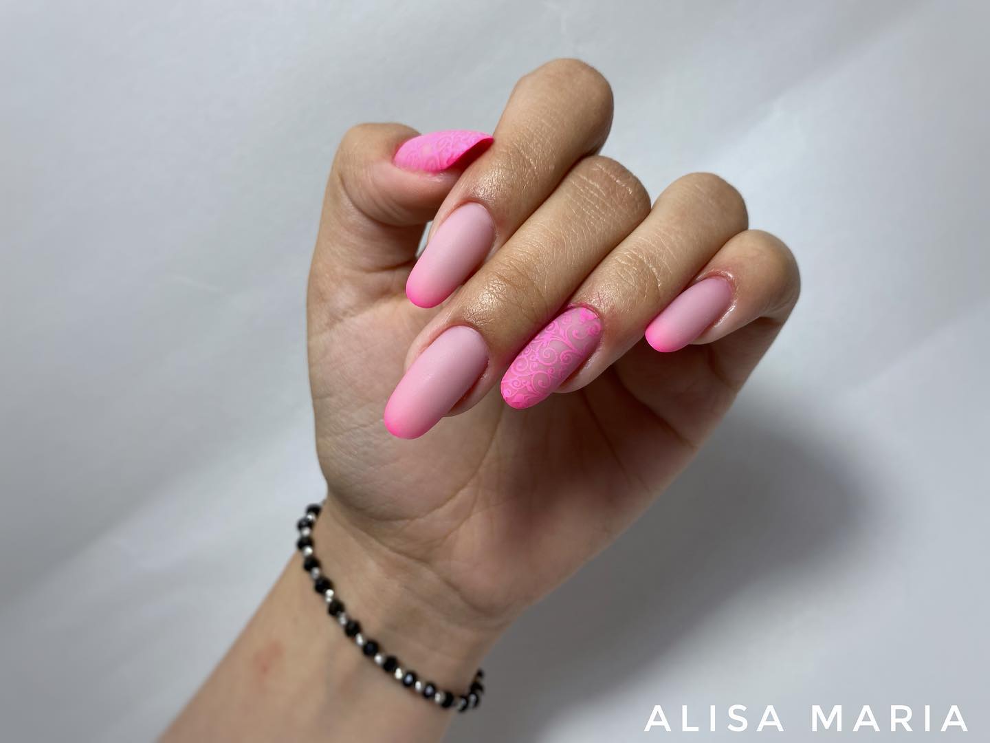 matte pink nails