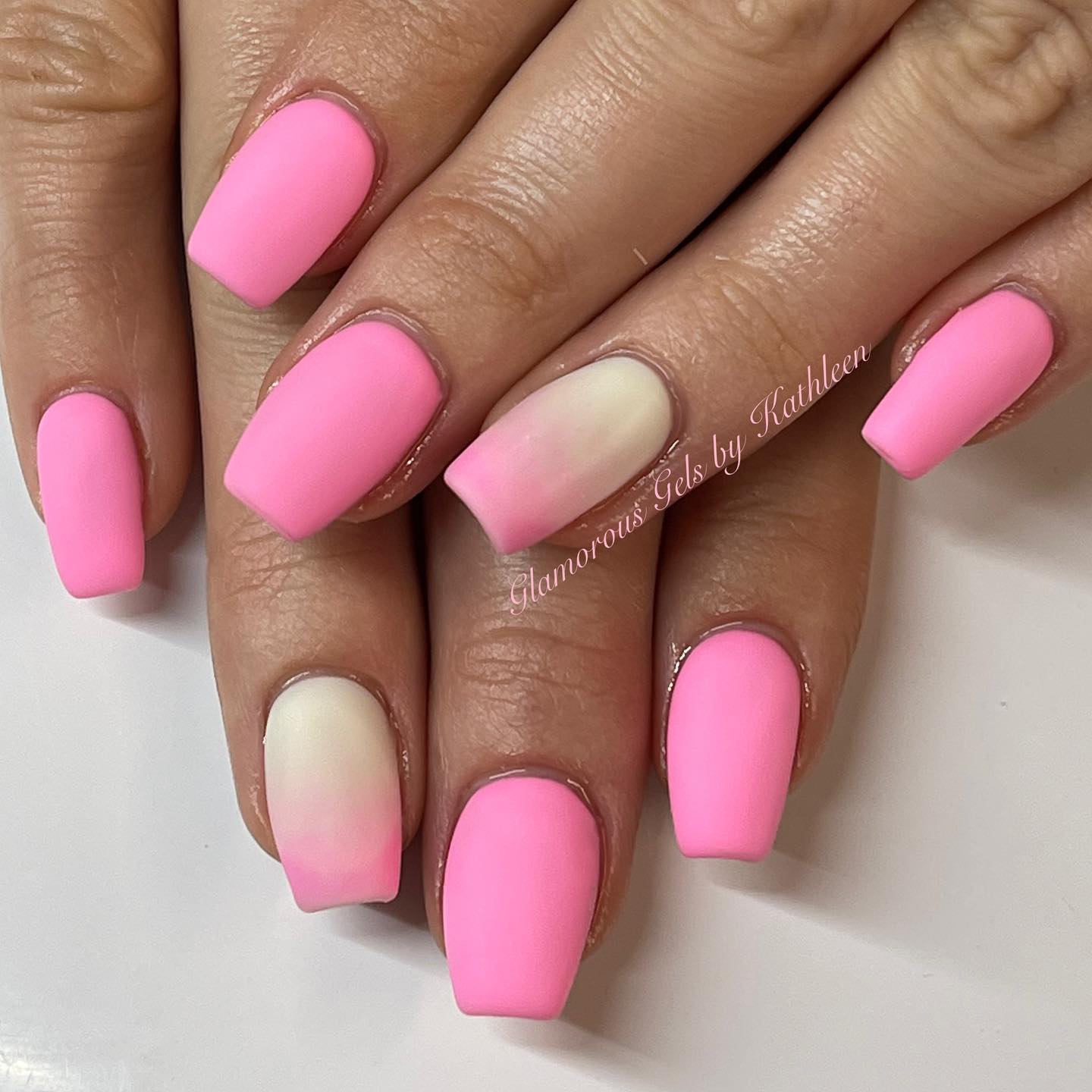 matte pink nails